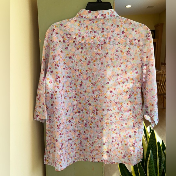Saks Fifth Avenue Real Clothes 100% Cotton Floral Button Women’s Blouse Size 14 - Picture 14 of 14